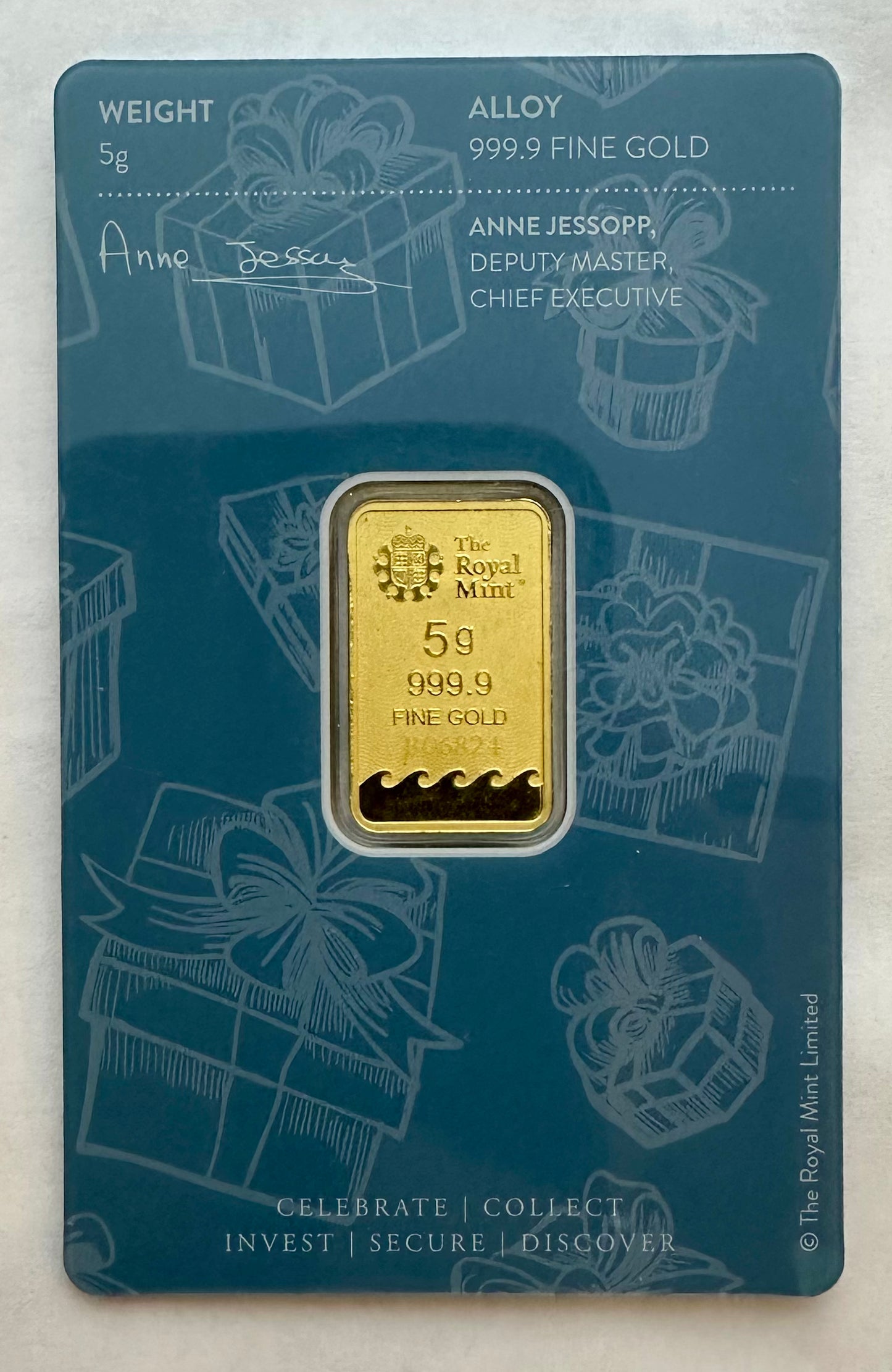 Royal Mint 5 Gram Britannia Gold Bar in Blister