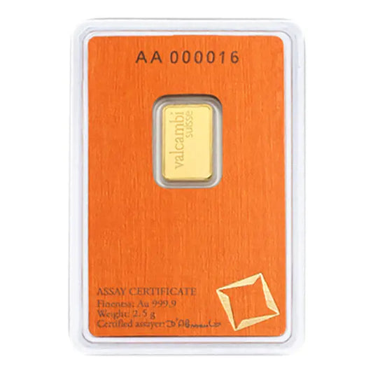 Pre-Owned Valcambi 2.5g Gold Bar (Carded)