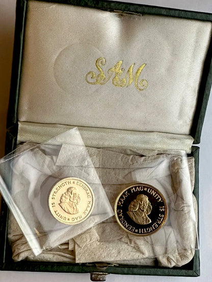 1977 South Africa Gold Proof Coin Set - 2 Rand & 1 Rand - Boxed