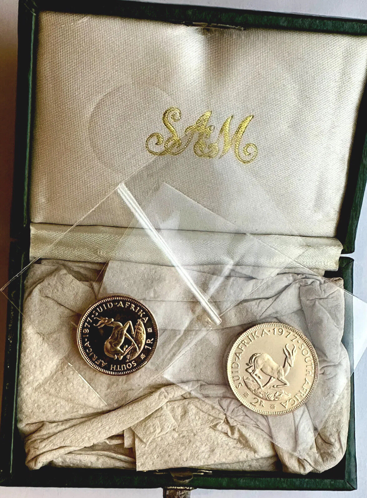 1977 South Africa Gold Proof Coin Set - 2 Rand & 1 Rand - Boxed