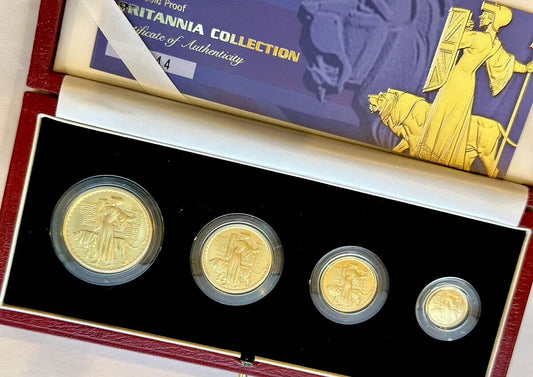 2001 Good Proof Britannia 4 Coin Set - Boxed And COA 1.85oz Of Pure Gold