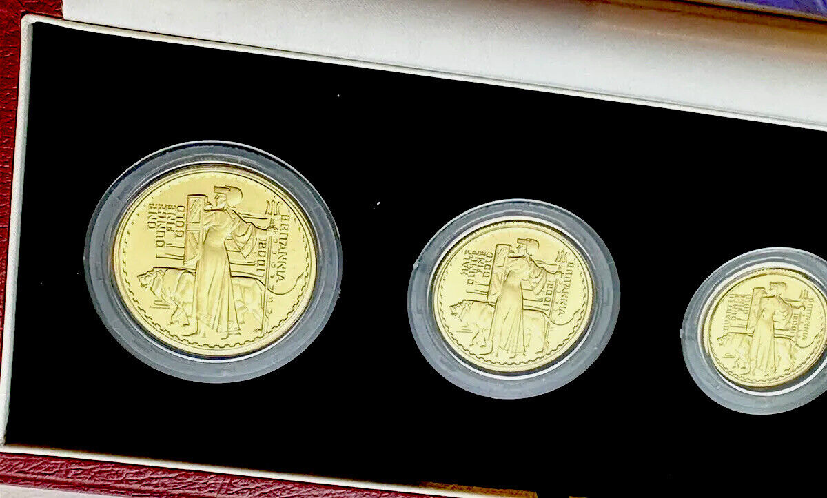 2001 Good Proof Britannia 4 Coin Set - Boxed And COA 1.85oz Of Pure Gold