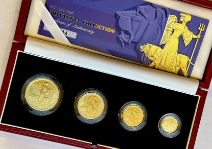 2001 Good Proof Britannia 4 Coin Set - Boxed And COA 1.85oz Of Pure Gold