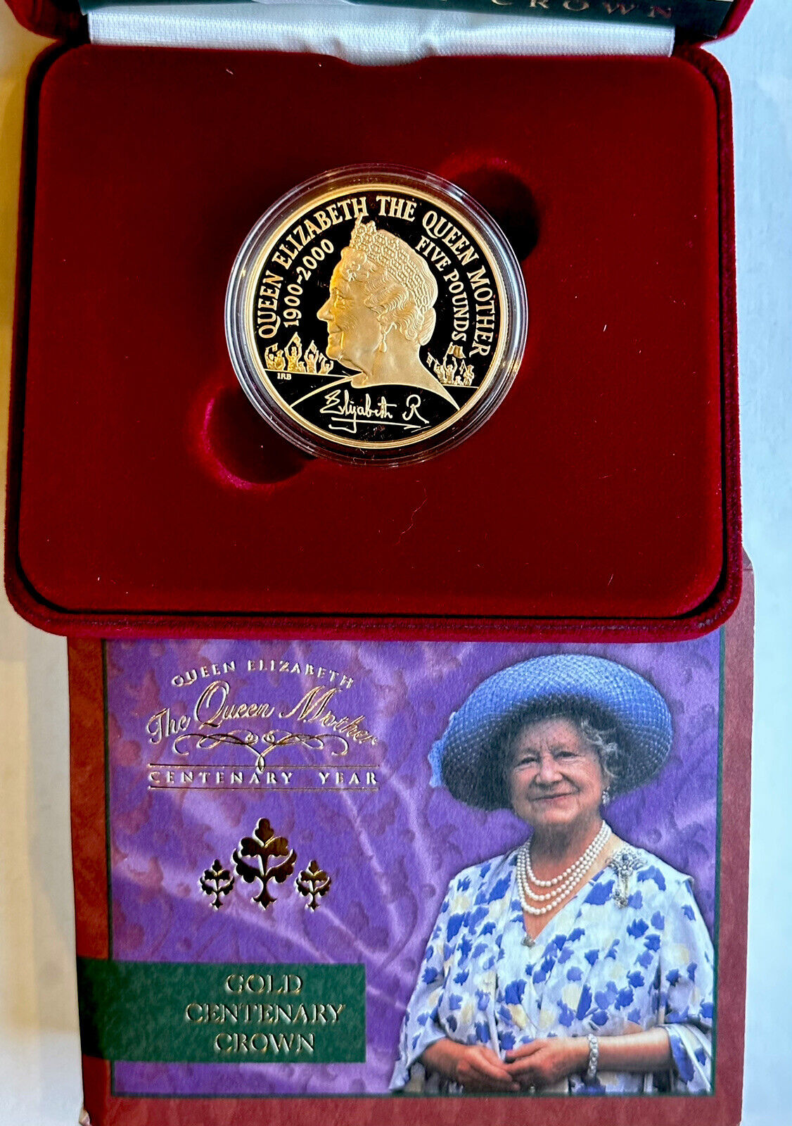 The Queen Mother Centenary Year Gold Proof £5 Crown - Boxed And COA