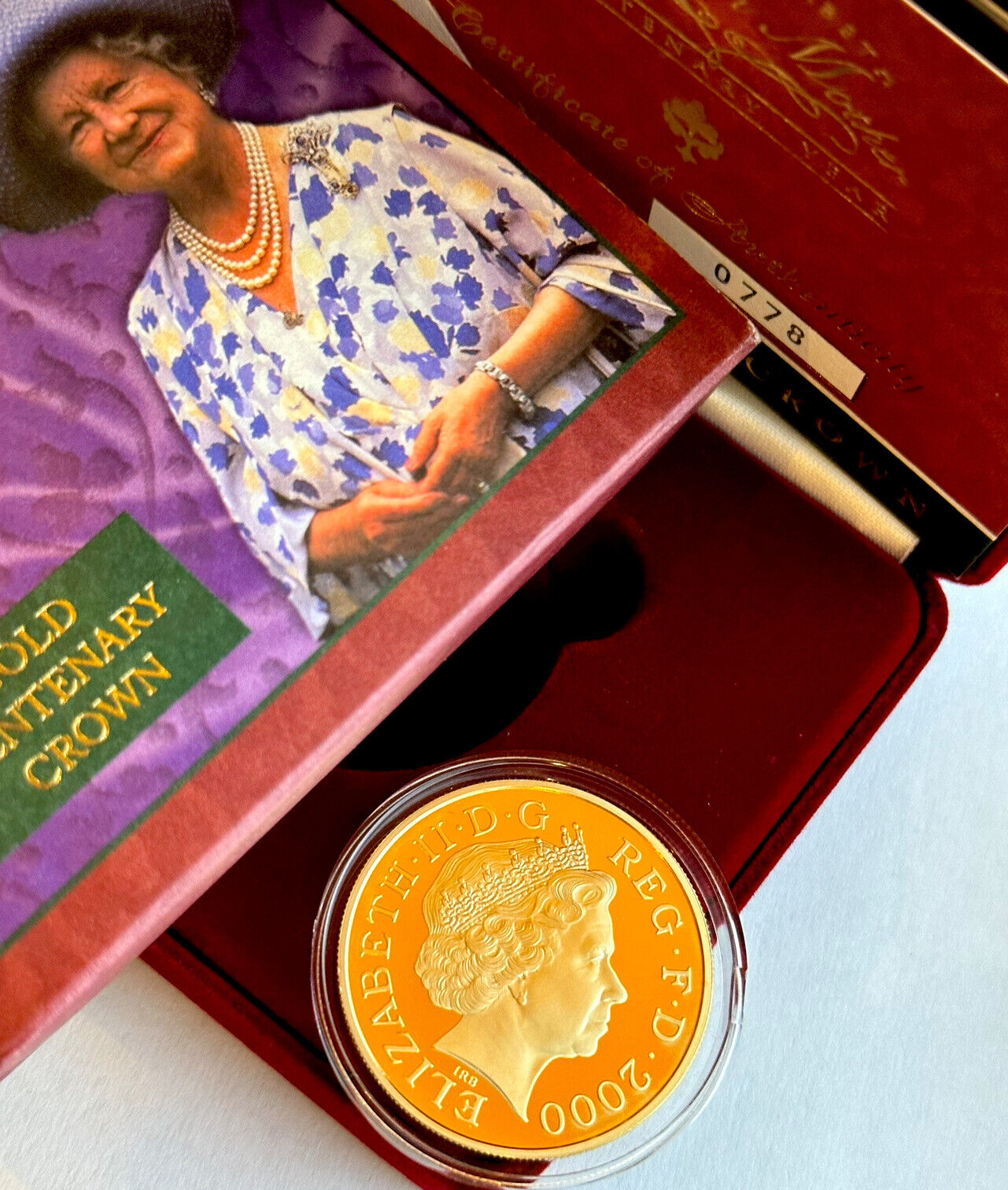 The Queen Mother Centenary Year Gold Proof £5 Crown - Boxed And COA