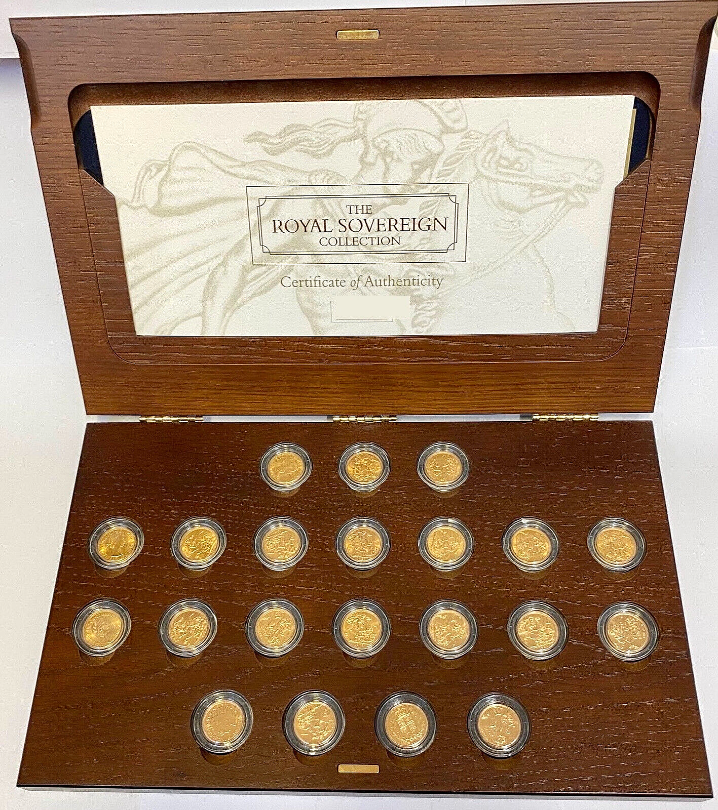 Rare Royal Sovereign Collection 1957 To 2003 - 21 Full Sovereign Coins COA incl.