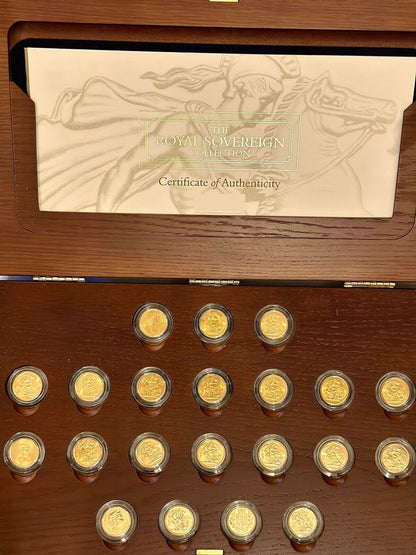 Rare Royal Sovereign Collection 1957 To 2003 - 21 Full Sovereign Coins COA incl.