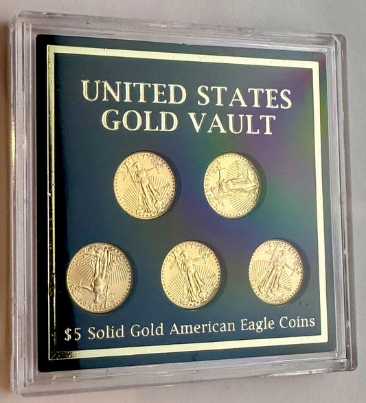 5x 1/10oz $5 American Eagle Gold Coin - Uncirculated Condition