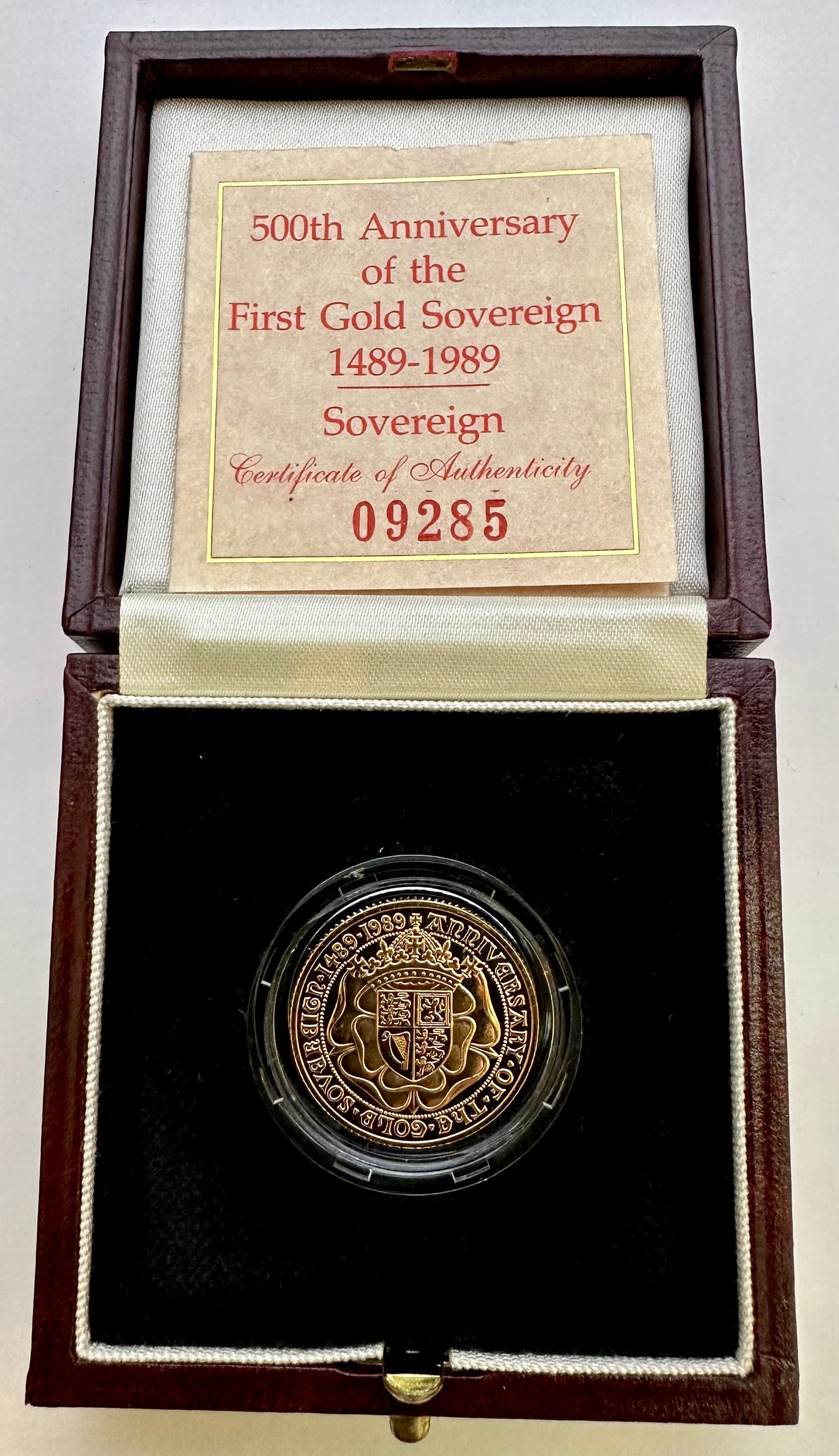 1989 Tudor Rose Gold Proof Sovereign - Boxed and COA