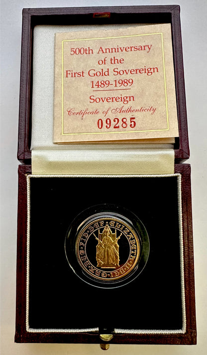 1989 Tudor Rose Gold Proof Sovereign - Boxed and COA