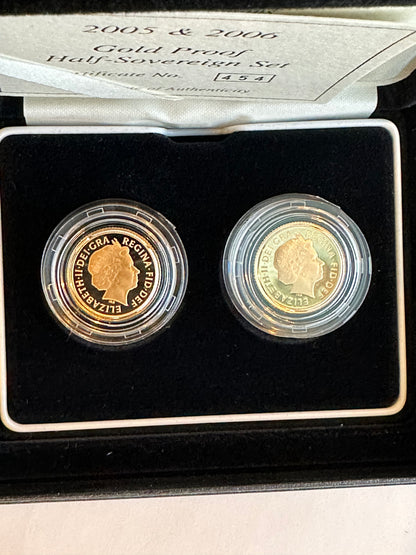 2005 & 2006 Gold Proof Half Sovereigns - Boxed & COA