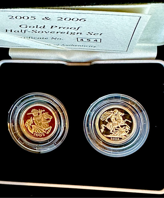 2005 & 2006 Gold Proof Half Sovereigns - Boxed & COA