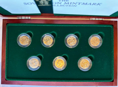 UK George V Full Sovereign Mintmark 7 Gold Coin Set