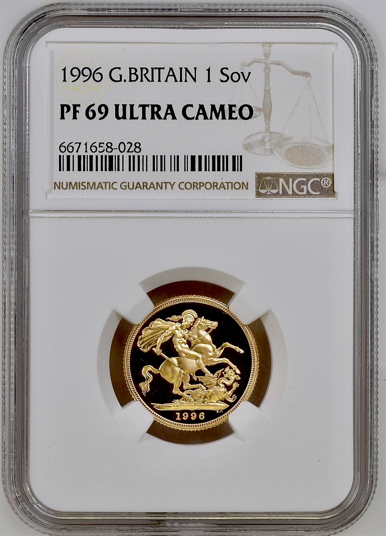 1996 Gold Proof Full Sovereign NGC PF69 ULTRA CAMEO