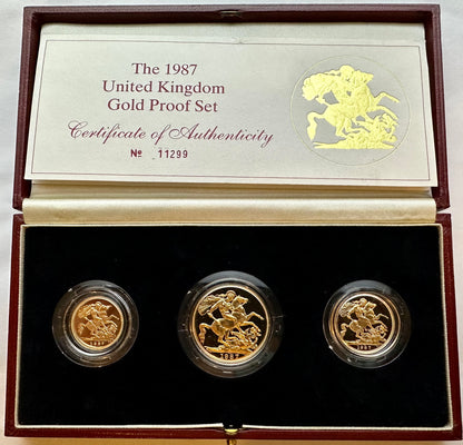 1987 Gold Proof 3 Coin Set (Double, Sovereign, Half Sovereign