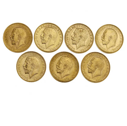 UK George V Full Sovereign Mintmark 7 Gold Coin Set