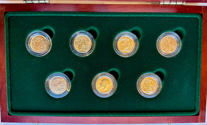 UK George V Full Sovereign Mintmark 7 Gold Coin Set