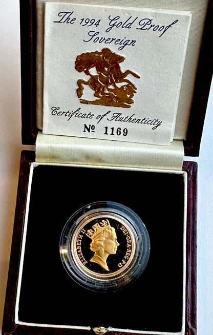 1994 United Kingdom Gold Proof Sovereign - Boxed & COA