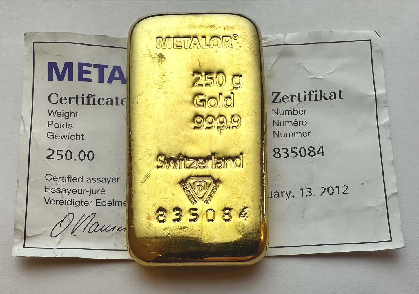 Matalor 250Gram Gold Cast Bar - SN 835084