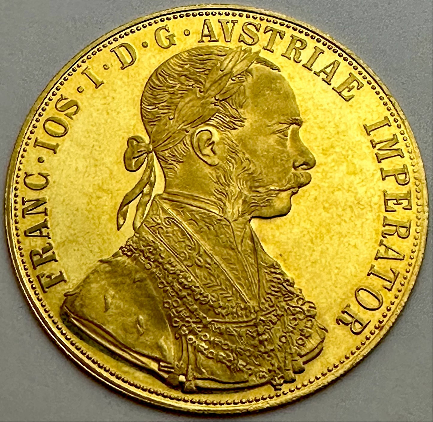 1915 Austrian Gold 4 Ducat - Almost Uncirculated