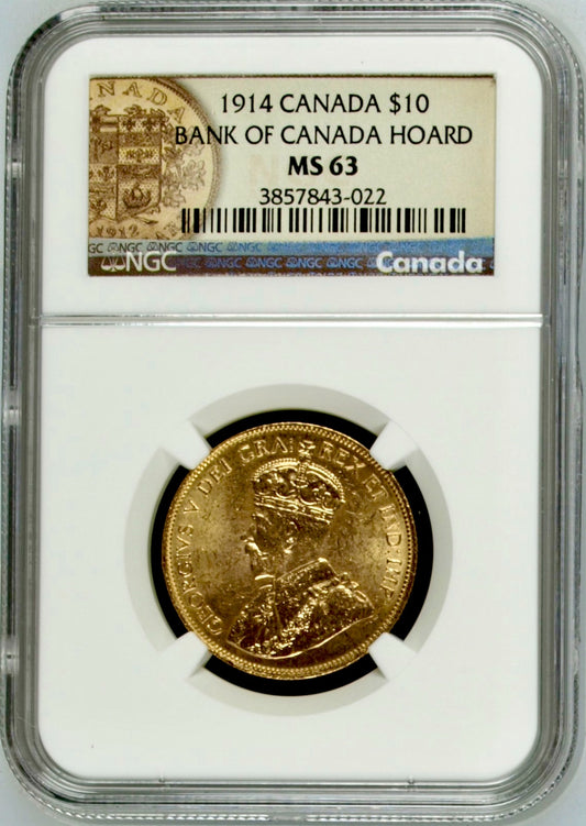 1914 Canada $10 Bank of Canada Hoard NGC MS63