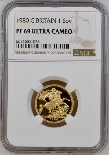 1980 Queen Elizabeth II Gold Proof Sovereign - NGC PF69UCAM