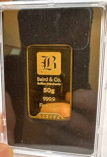 Baird & Co. 50 Grams 999.9 Gold Bar