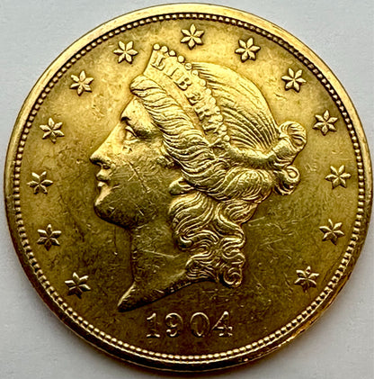 1904 American Liberty Head Double Eagle $20 Twenty Dollar Gold Coin