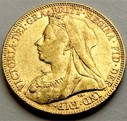 1899 Victoria Veiled Head Gold Full Sovereign - Melbourne