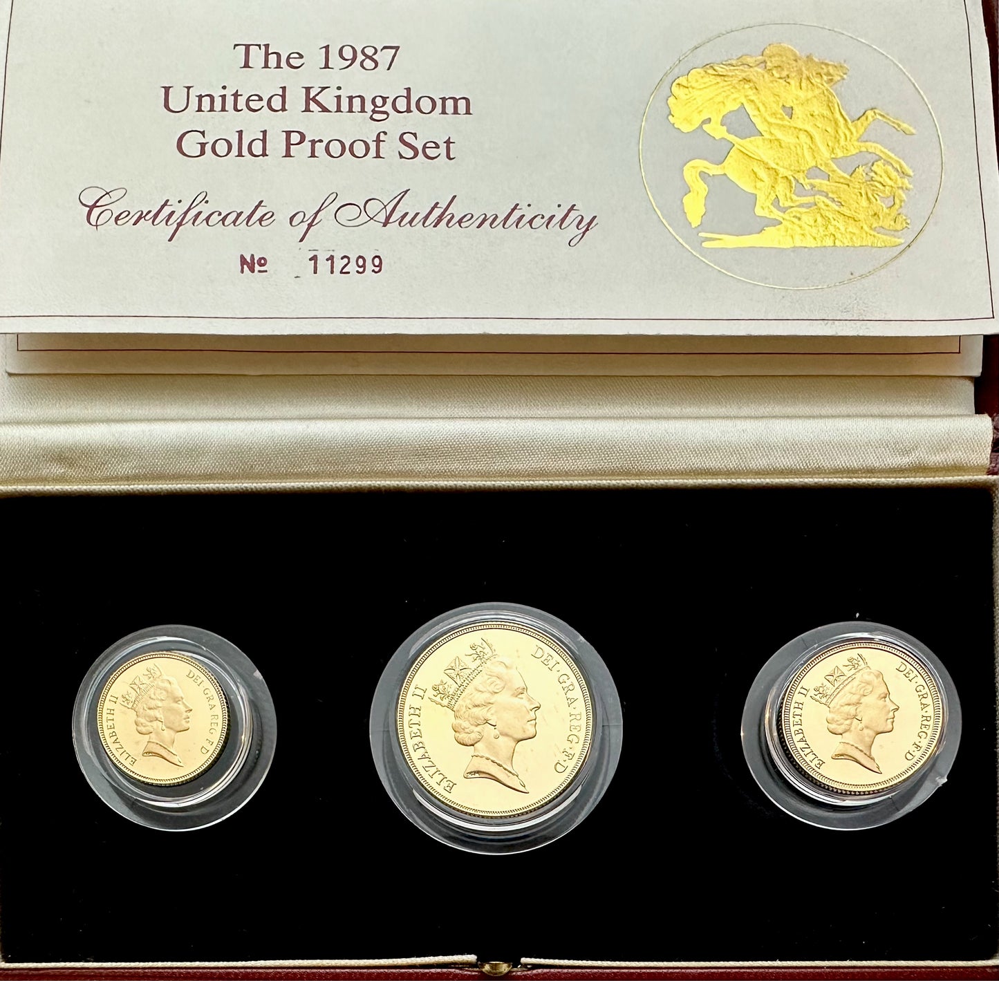 1987 Gold Proof 3 Coin Set (Double, Sovereign, Half Sovereign