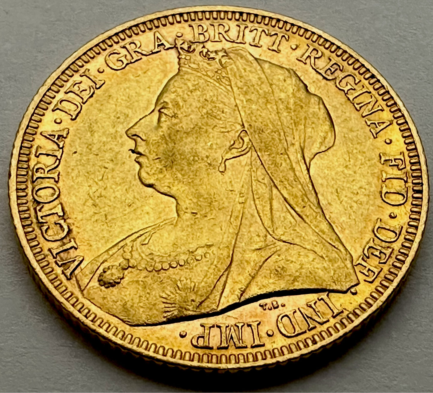 1896 Melbourne Victoria Veiled Head Gold Full Sovereign