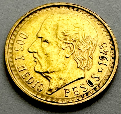 1945 Gold Mexico 2.5 Pesos